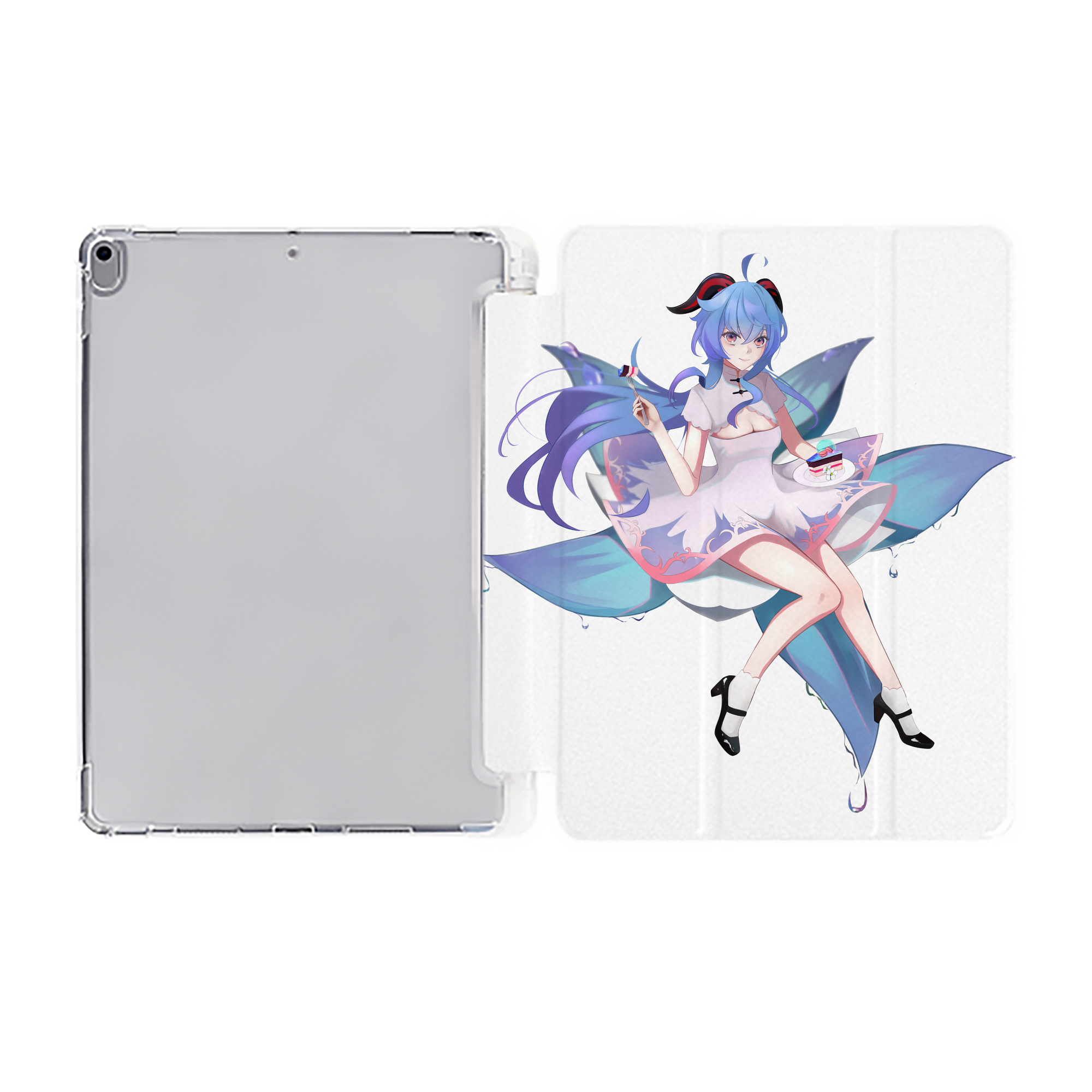 げんし神 甘雨 かんう genshin Ganyu IPad ケース ペン収納付き 三つ折りスタンド PUレザー×シリコン 対応機種9.5/10.5/10.9インチ